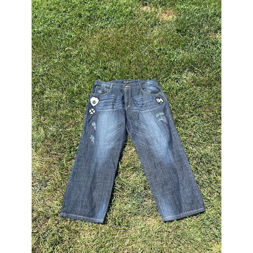 Crown Collective Jeans Mens 40x28 Blue Denim Pants Hip Hop Urban Streetwear Y2K